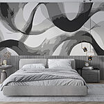 Wall murals Grey and white swirly lines