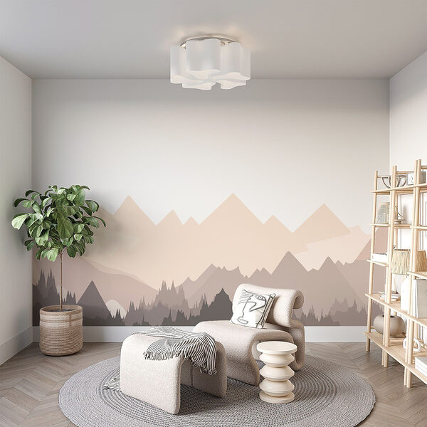 Mountain range with trees Wall murals Mountain range with trees