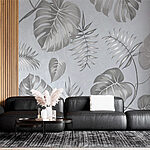 Wall murals Grey and white floral pattern