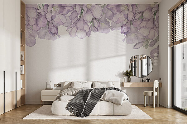 Row of purple flowers Wall murals Row of purple flowers