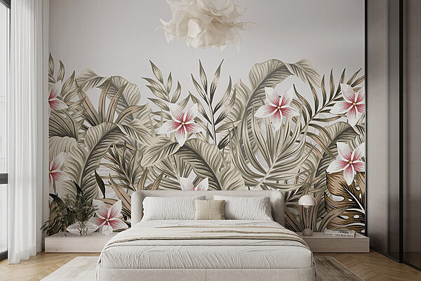 Tropical flora in soft colors Wall murals Tropical flora in soft colors