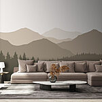 Wall murals Landscape of mountains and trees