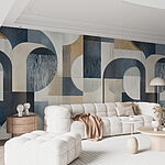 Wall murals Colorful art piece with circles and lines