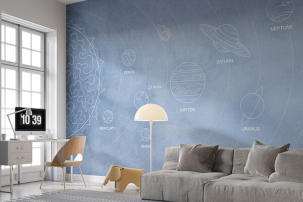 Wall mural Wall mural Diagram of planets and their names (SKU: w02344v1)