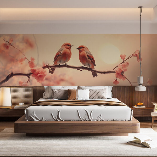 Two birds on a branch Wall murals Two birds on a branch