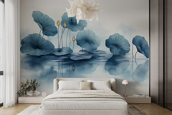 Water lily pads in a row Wall murals Water lily pads in a row