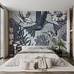 Wall murals Bird flying next to flowers