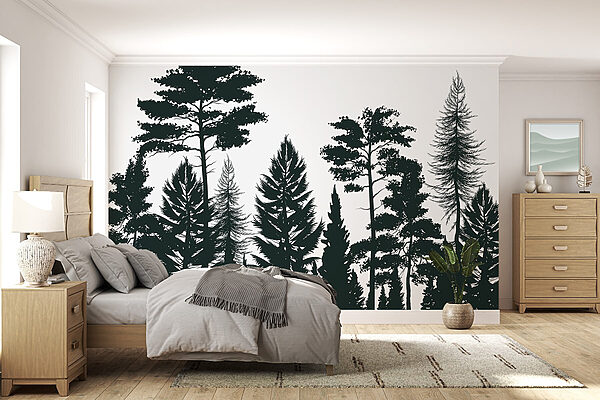 Group of trees in a forest Wall murals Group of trees in a forest