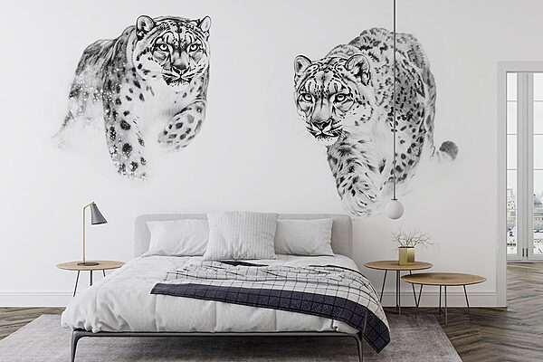 Couple of cheetahs running Wall murals Couple of cheetahs running