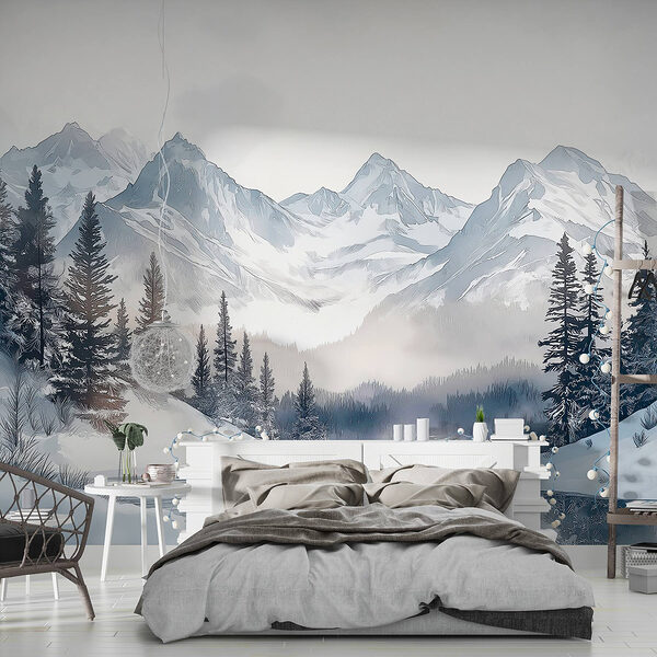Lake surrounded by snow and mountains Wall murals Lake surrounded by snow and mountains