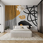 Wall murals Black and yellow art