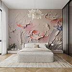 Wall murals Painting of flowers with white and pink paint