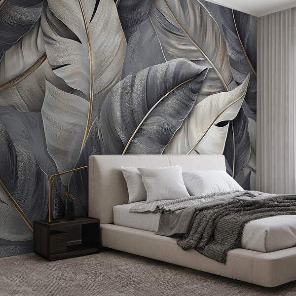Group of feathers on a grey surface Wall murals Group of feathers on a grey surface