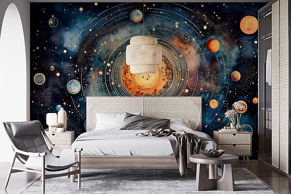 Painting of planets in space Wall murals Painting of planets in space