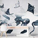 Wall murals Group of stingrays in the water
