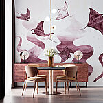 Wall murals Group of stingrays flying in the air