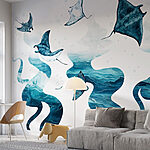 Wall murals Group of stingrays in the water