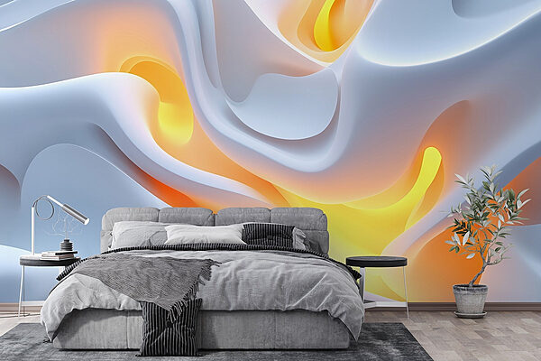 White and orange wavy surface Wall murals White and orange wavy surface