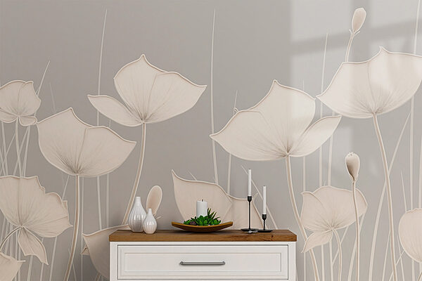 White flowers with long stems Wall murals White flowers with long stems