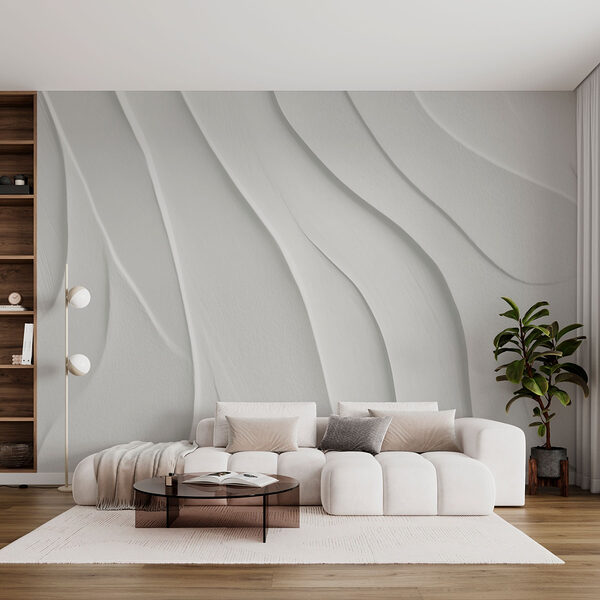 White surface with wavy lines Wall murals White surface with wavy lines