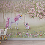 Wall murals Unicorn and a squirrel in a forest