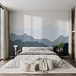 Wall murals Mountain range with a white background