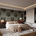 Wall murals Pattern of tiger heads with tassels