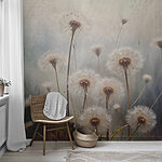 Wall mural Delicate white dandelions in bloom