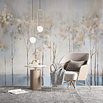 Wall mural Painting of trees in a row