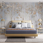 Wall murals Painting of trees in a row
