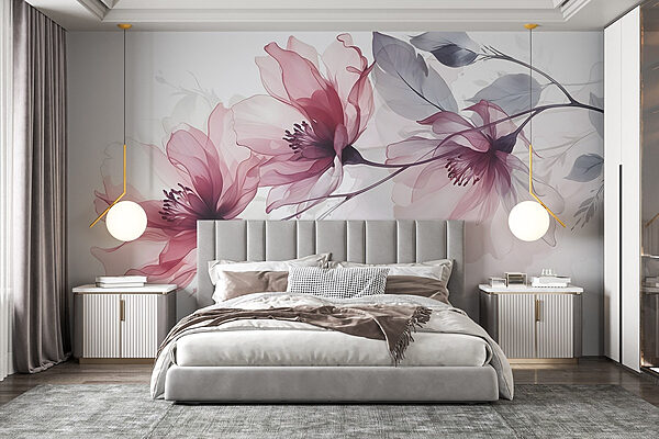 Delicate blooms in soft hues Wall murals Delicate blooms in soft hues