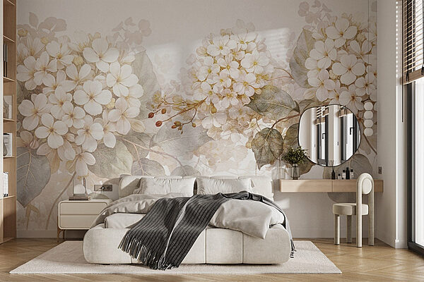 Serene blossoms in soft hues Wall murals Serene blossoms in soft hues