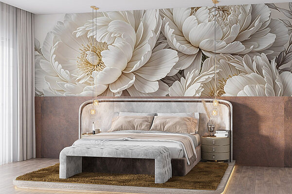 Wall murals Wall murals Group of white flowers (SKU: w08420)