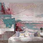 Wall murals Painting of a pink and blue color