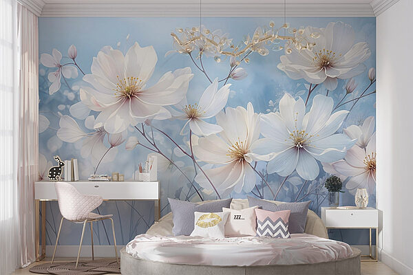 Group of white flowers Wall murals Group of white flowers