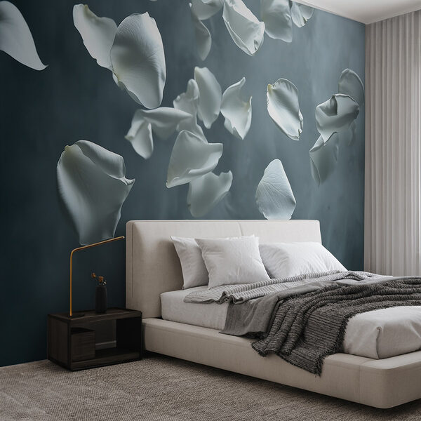 White petals falling in the air Wall murals White petals falling in the air
