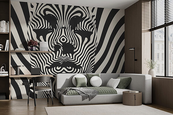 Black and white image of a person’s face Wall murals Black and white image of a person’s face