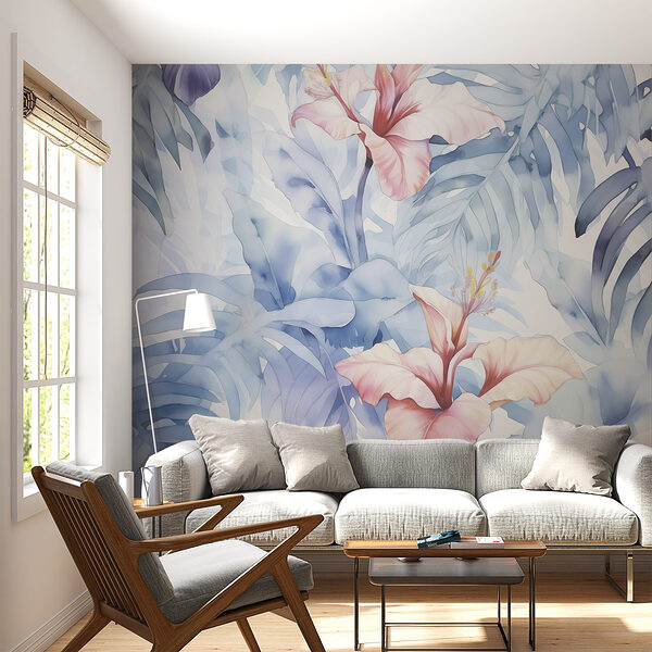 Wall murals Wall murals Soft blooms amidst gentle foliage (SKU: w02275)