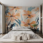 Wall murals Painting of flowers on a white surface