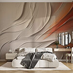 Wall murals White and orange wavy lines