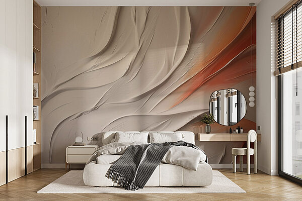 White and orange wavy lines Wall murals White and orange wavy lines