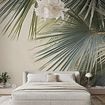 Wall murals – Lush palm leaves against a soft backdrop