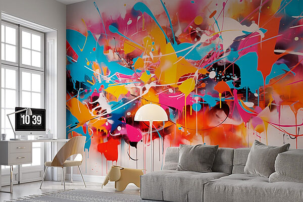 Colorful splattered art Wall murals Colorful splattered art
