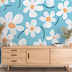 Wall murals Pattern of white flowers