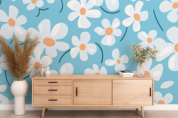 Pattern of white flowers Wall murals Pattern of white flowers