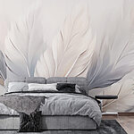 Wall murals Group of white and grey feathers