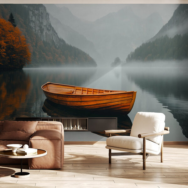 Boat on a lake Wall murals Boat on a lake