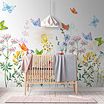 Wall mural Painting of flowers and butterflies