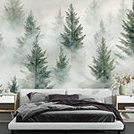 Wall murals Group of trees with fog