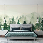 Wall murals Group of trees in the fog